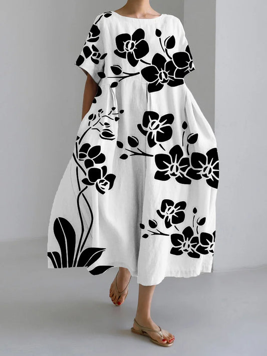 AVA - ELEGANT BLACK FLORAL DRESS