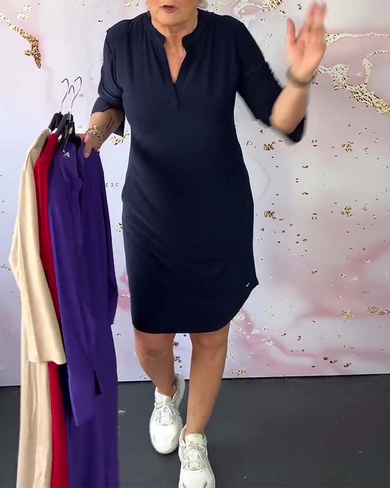 Adelya™ - Flowing Midi Dress with V-neck