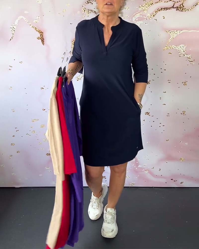 Adelya™ - Flowing Midi Dress with V-neck
