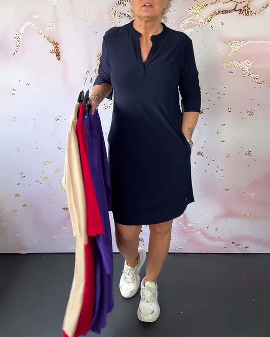 Adelya™ - Flowing Midi Dress with V-neck