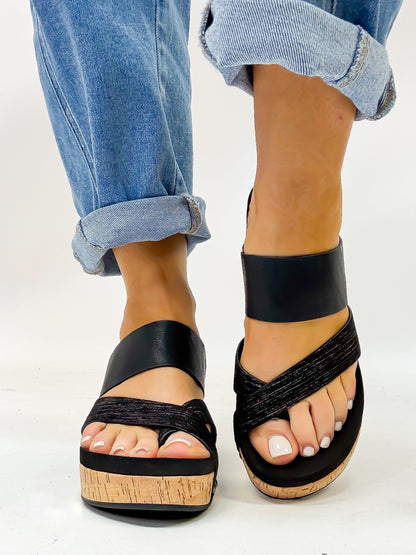 Adele™ – Black Wedge Sandals