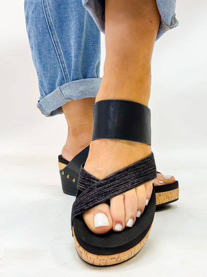 Adele™ – Black Wedge Sandals